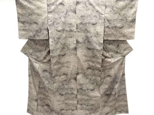 JAPANESE KIMONO / SILK / DORO OSHIMA TSUMUGI / WOVEN FLORAL PLANTS